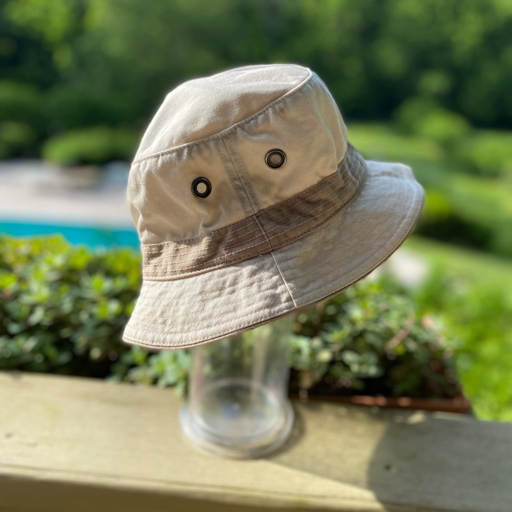Dockers - Unisex tan/cream cotton bucket hat, Size: L fits up to 23” head
